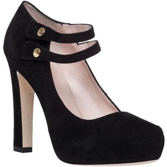 Kate Spade Size 8 Black suede bejeweled IN BOX Womens Pump